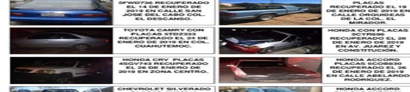 Policía Municipal de Tecate recupera 8 vehículos robados