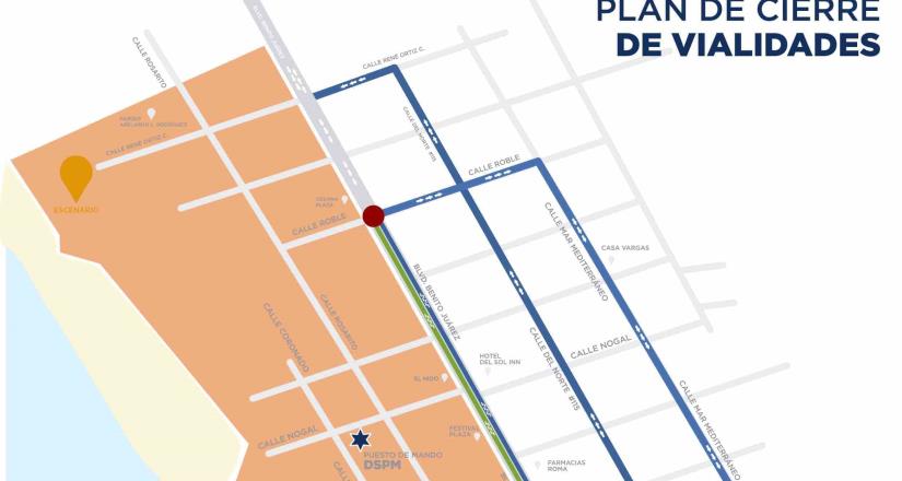 Anuncia Gobierno Municipal cierre de vialidades en Zona Centro por evento “Baja Beach Fest Rosarito”