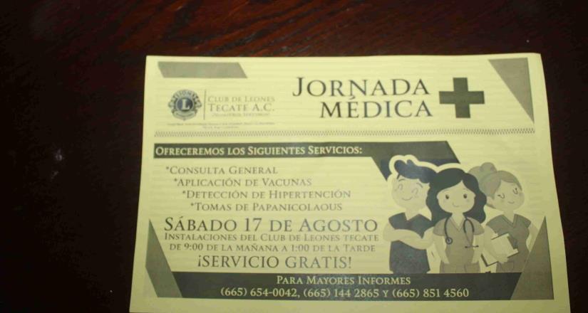 Invita Club de Leones a Jornada Médica