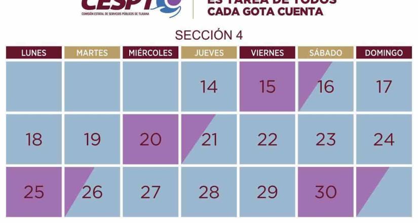 CESPT informa las colonias de la Sección 4 que tendrá recorte de agua este viernes
