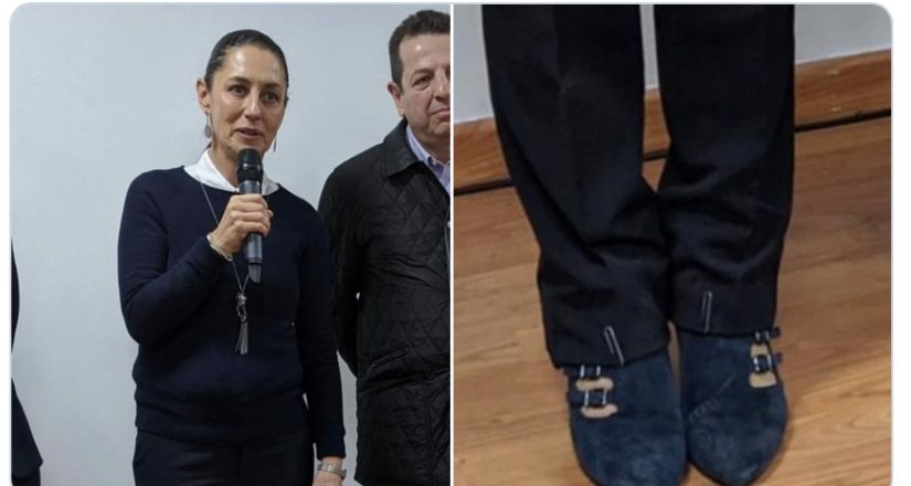 Critican a Claudia  Sheinbaum por hacer una bastilla en sus pantalones con clips