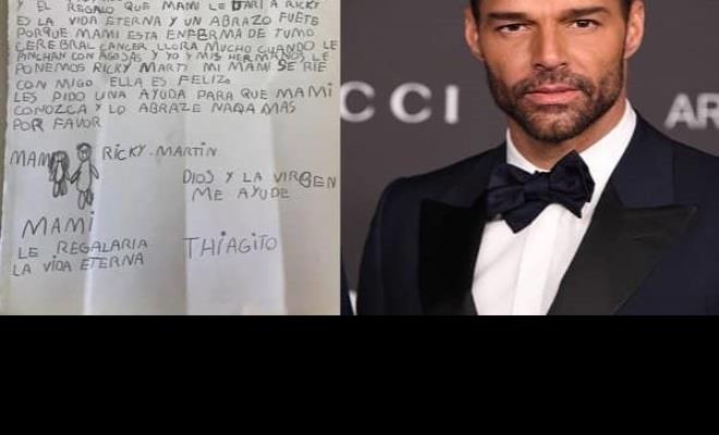 Niño de 8 años envía una carta pidiendo que su madre enferma conozca a Ricky Martin