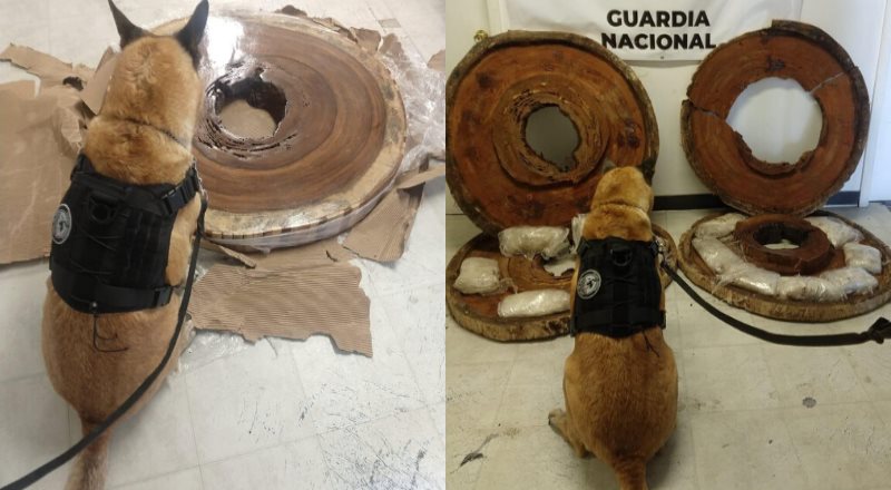 Guardia Nacional localiza 9kg. de aparente crystal ocultos en piezas de madera
