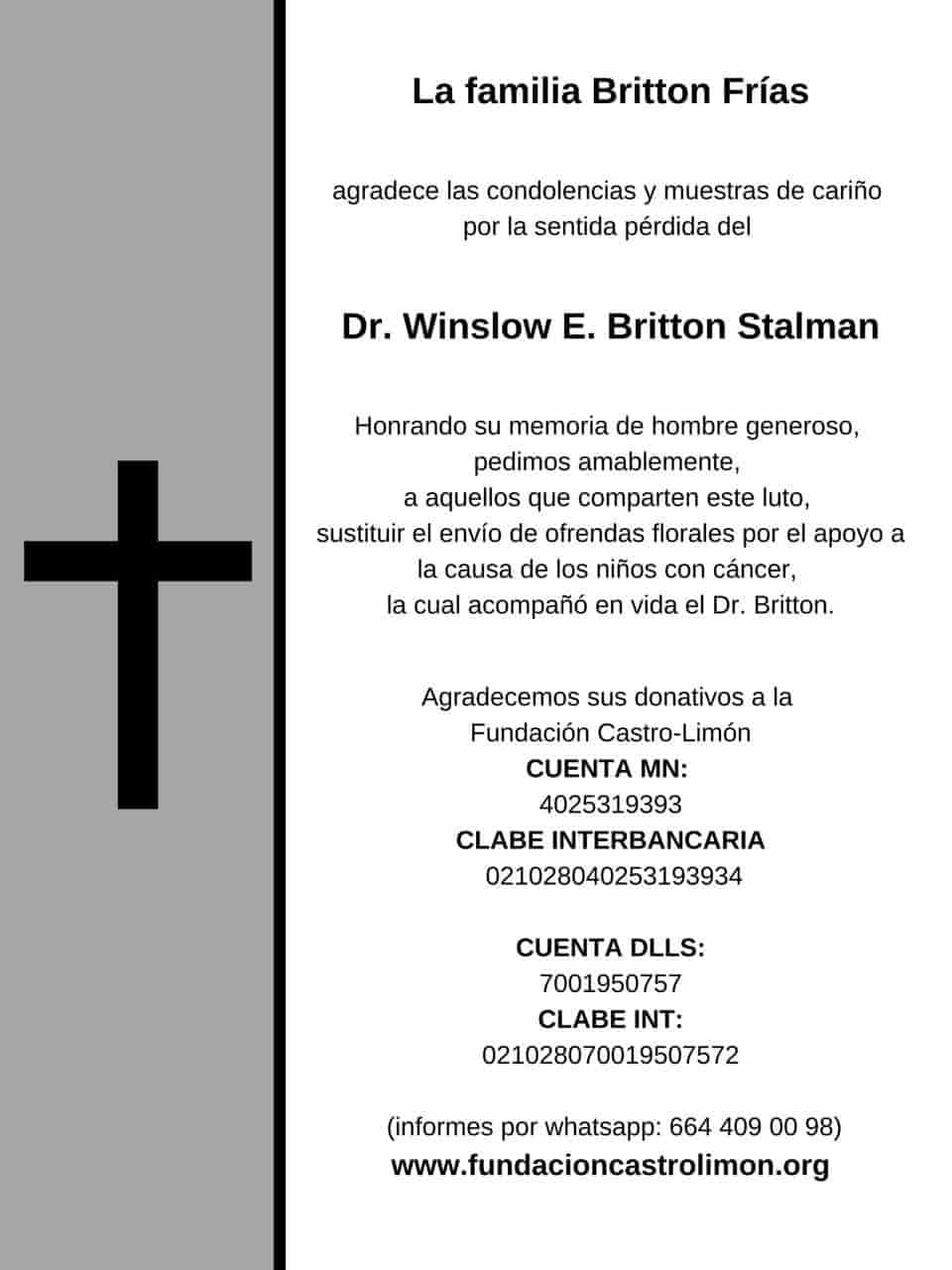 Dr. Winslow E. Britton Stalman