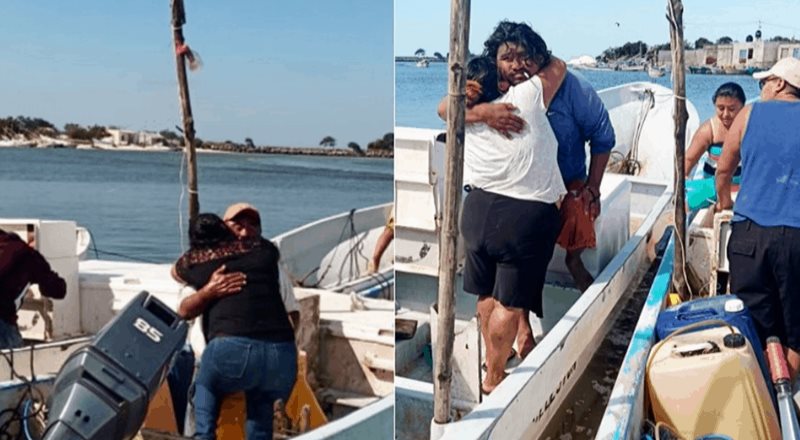 Rescatan a cinco pescadores varados durante nueve días en Yucatán