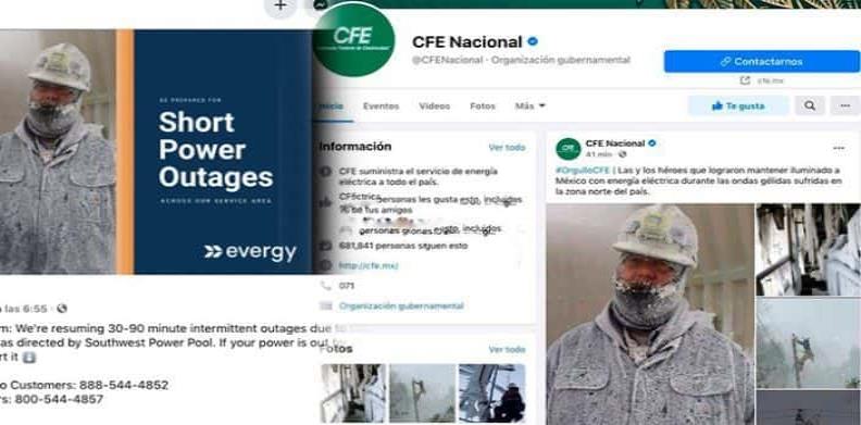 Con fotos falsas, CFE agradece a trabajadores que apoyaron al restablecimiento de la electricidad