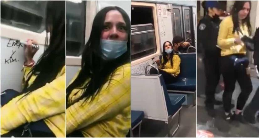Mujer raya vagón de metro en CDMX, la bautizan como Lady Raya Vagones en redes sociales