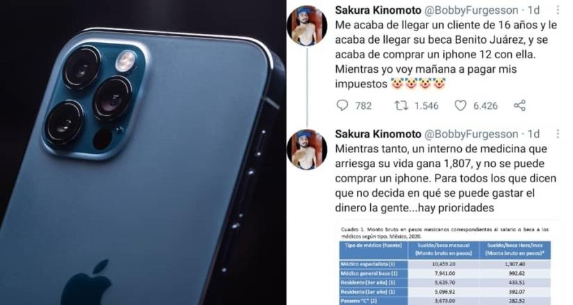Internauta expone que un adolescente compró un iPhone 12 con su beca Benito Juárez
