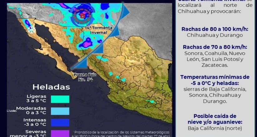 Frente Frío 54 provocará caída de aguanieve o nieve en Sierras