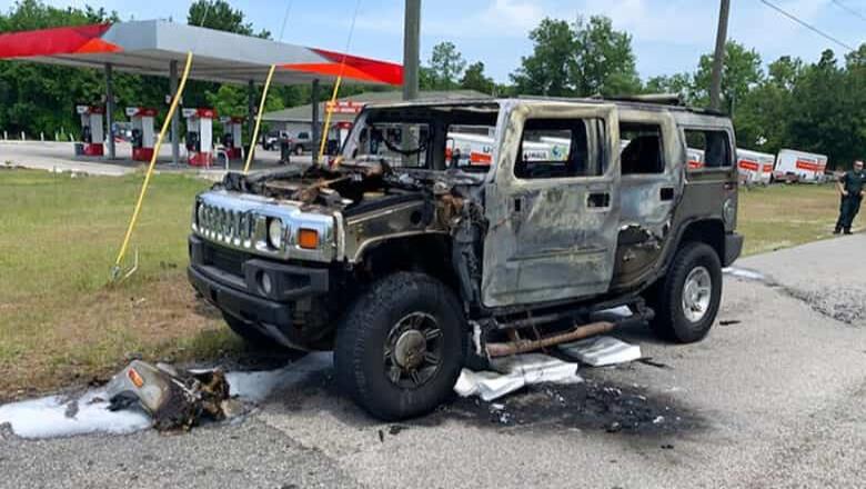 Se incendia Hummer con bidones de gasolina al interior en EU