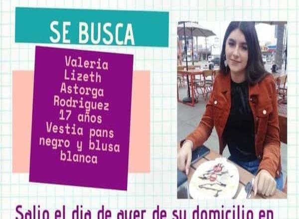 Se solicita el apoyo de la ciudadanía para localizar a Valeria Lizeth Astorga Rodríguez