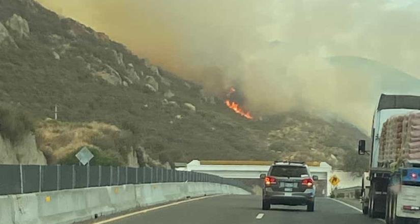 Se registra incendio en la carretera Tecate - Mexicali
