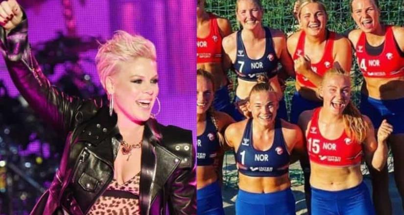 La cantante, Pink brindará apoyo al equipo de  balonmano de playa de Noruega por usar pantalones cortos en vez de bikinis