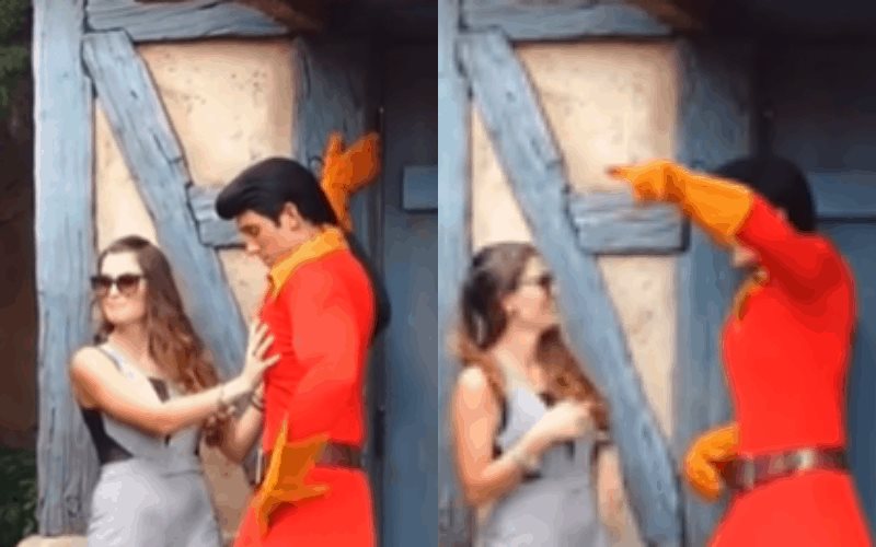 Video: Una chica toqueteó inapropiadamente a un personaje en Disney World y el le pide que se retire