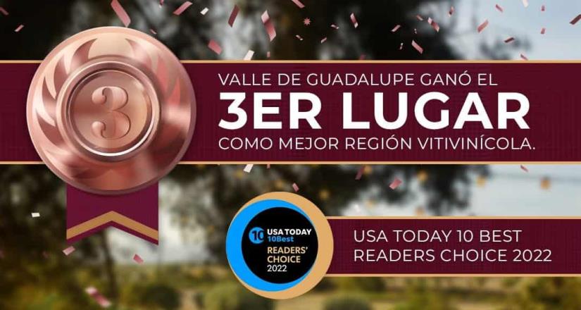 Reconocen al Valle de Guadalupe como mejor destino vinícola de este 2022.