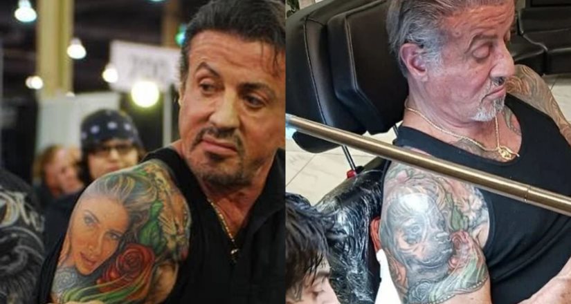 Sylvester Stallone se cubrió el tatuaje que tenia de su esposa