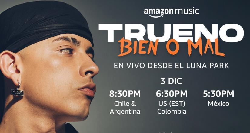 Amazon Music presenta el livestream del show de la estrella argentina Trueno “Bien o Mal World Tour” gratis el sábado3 de diciembre