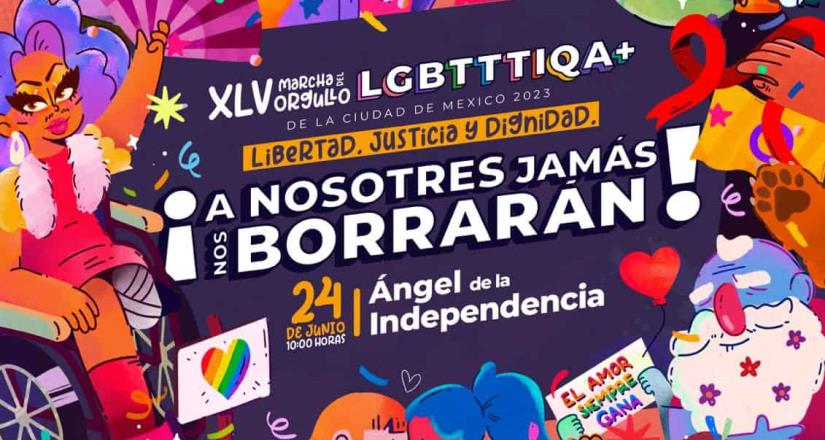 Presentación del cartel ganador del concurso de diseño 2023 rumbo a la XLV Marcha del Orgullo LGBTTTIQA+ de la Ciudad de México.