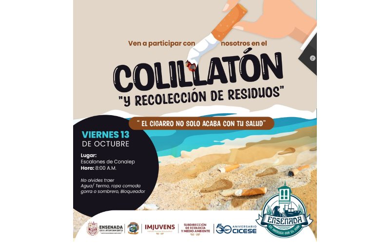 Organiza Gobierno de Ensenada el “Colillatón 2023” para el día 13