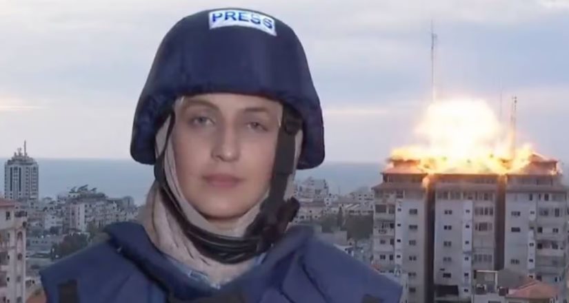 Durante cobertura en vivo, reportera presencia caída de misil a un edifico en la zona del conflicto