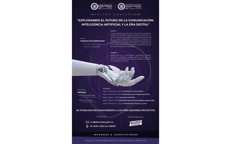 Invita Comisión de Ciencia, Tecnología e Innovación al taller-concurso de Inteligencia Artificial para comunicadores