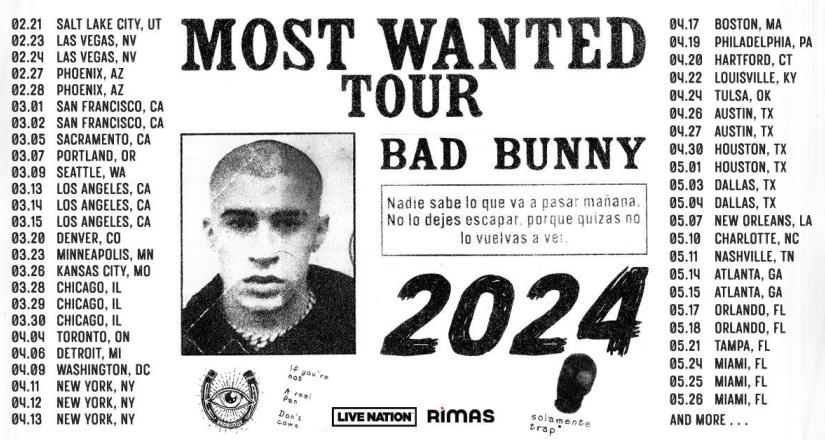 Bad Bunny anuncia su regreso a los escenarios en 2024 con gira por Estados Unidos