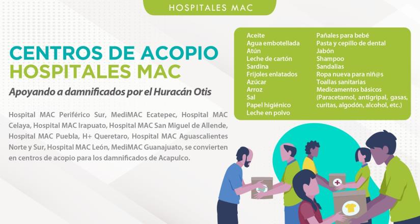 Hospitales MAC abre sus hospitales como Centros de Acopio para apoyar a afectados por el huracán Otis