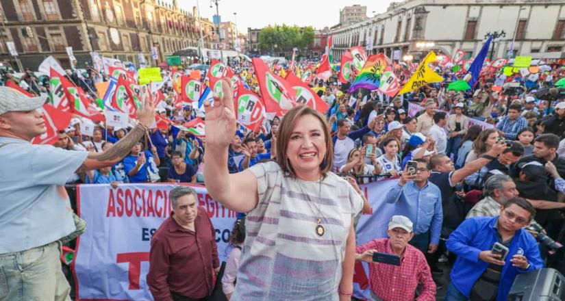 Xóchitl Gálvez, dio su mensaje en encuentro con militantes en Plaza Santo Domingo en la CDMX