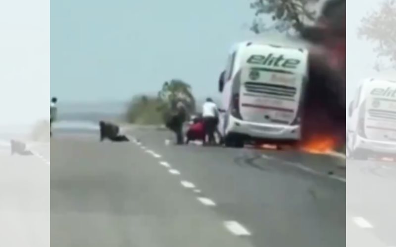 Autobús se incendia en autopista de Sinaloa, dejando 4 muertos