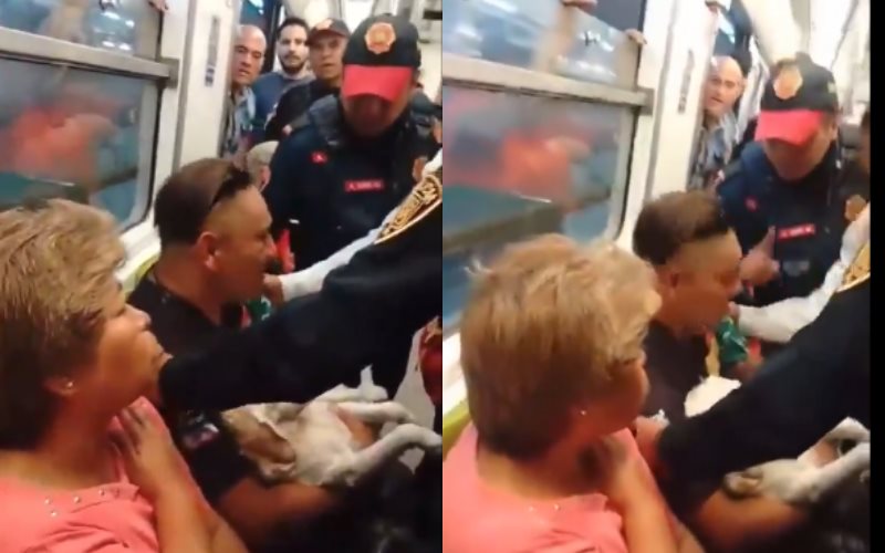 Policías sacan a hombre que trasladaba a su mascota en el metro de la CDMX