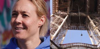 Anouk Garnier logra escalar Torre Eiffel con solo una cuerda