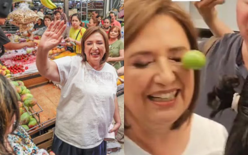 Xóchitl Gálvez recibe un limonazo durante recorrido en mercado de la alcaldía Miguel Hidalgo