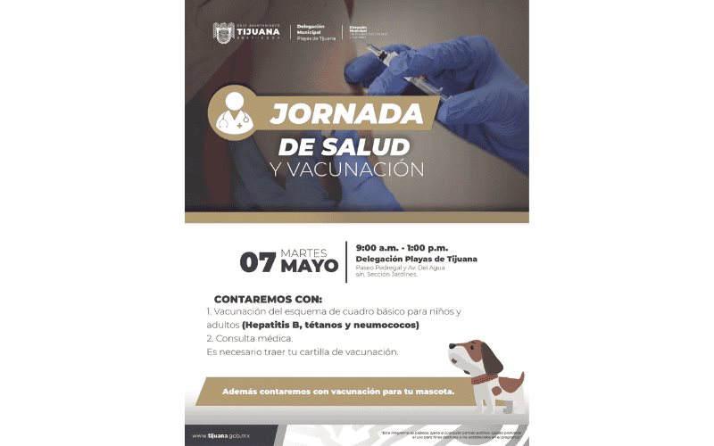 Realizarán jornada de salud y vacunación en Delegación Playas de Tijuana este martes