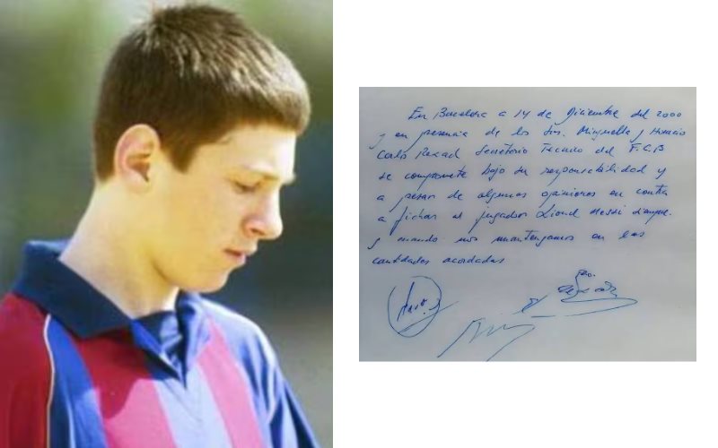 Subastarán el primer contrato de Messi con el Barcelona