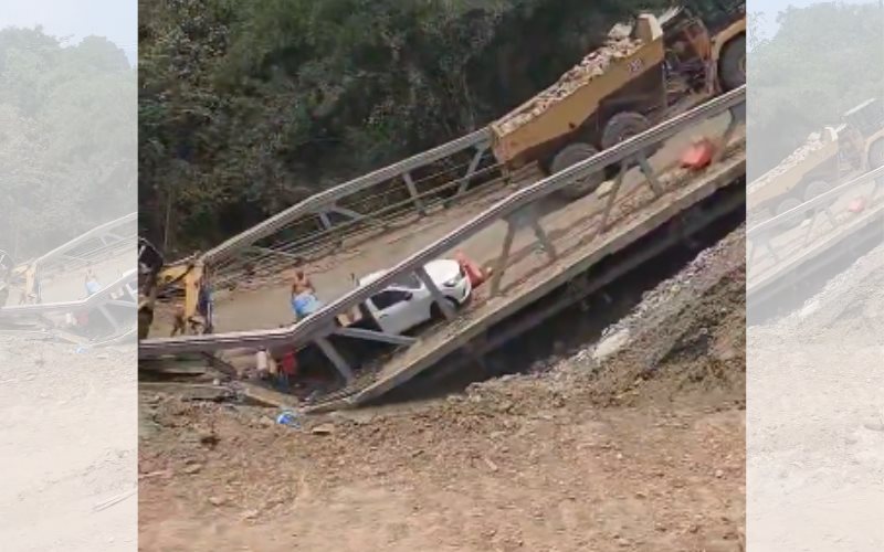 Puente en construcción colapsa en Tamazunchale, San Luis Potosí