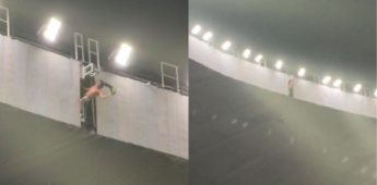 Aficionado del América celebra bicampeonato en el techo del Estadio Azteca