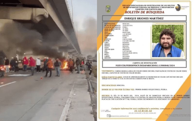 Bloquean la autopista México-Puebla por desaparición de un hombre