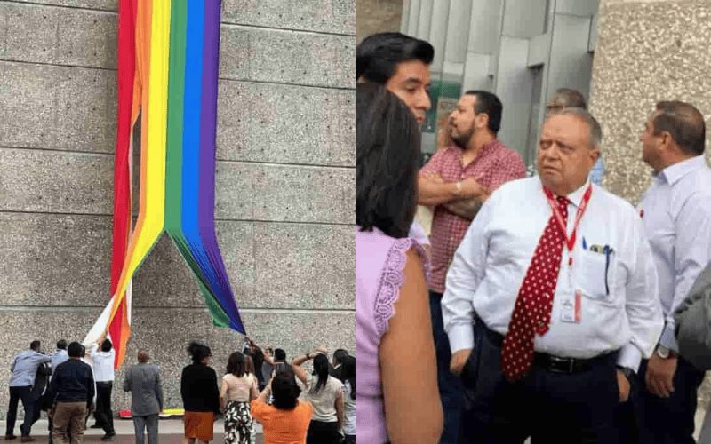 Sindicato quita bandera LGBT+ de edificio de Infonavit por ser indigna