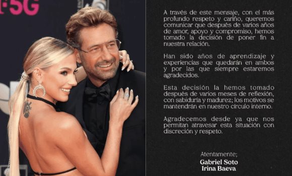 Gabriel Soto e Irina Baeva confirman el fin de su relación