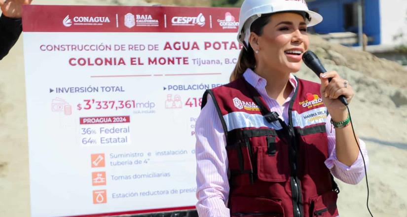 Marina del Pilar supervisa el avance de la obra para llevar agua potable a la colonia El Monte