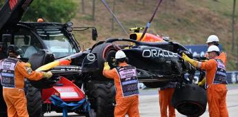 Checo Pérez choca en la Q1 del GP de Hungría