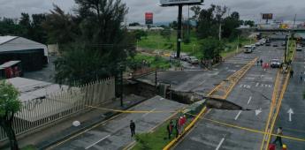 Socavón de 12 metros se abre en avenida López Mateos de Guadalajara tras fuertes lluvias