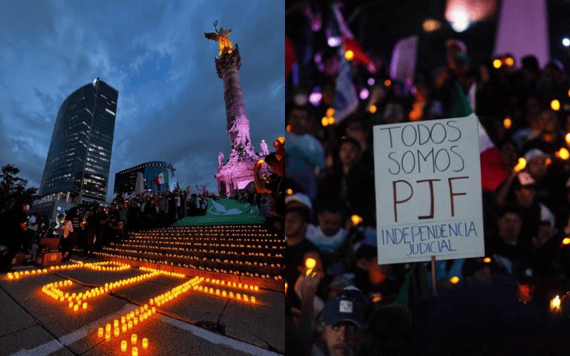 Protestan contra reforma judicial en el Ángel de la Independencia