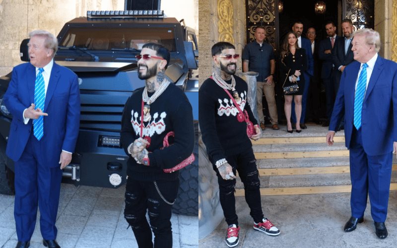 Anuel AA visita a Trump en su casa y llama de nuevo a votar por él