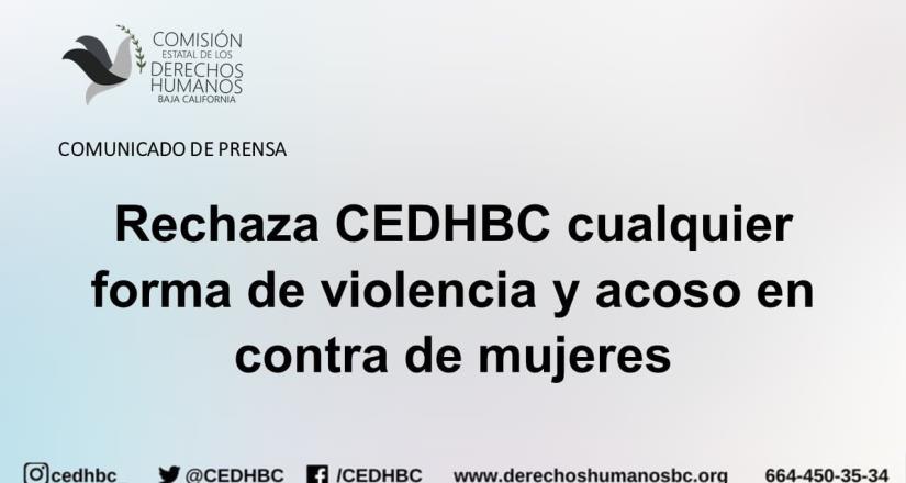 Rechaza CEDHBC cualquier forma de violencia y acoso en contra de mujeres